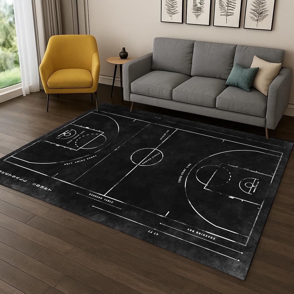 Basketbalové ihrisko Športový kreslený koberec Koberec pre pohovku Spálňa Obývacia izba Rohožka Domáca dekorácia, Detská hra Protišmyková podložka na podlahu