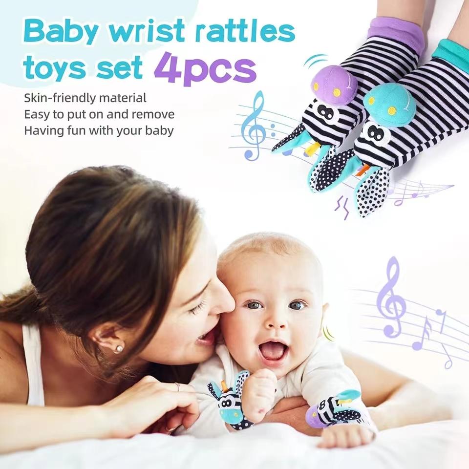 Baby Wrist Rattle Socks 0-12 Months Sensory Learning Toys for Infants Toddlers Early Educational Development Gifts