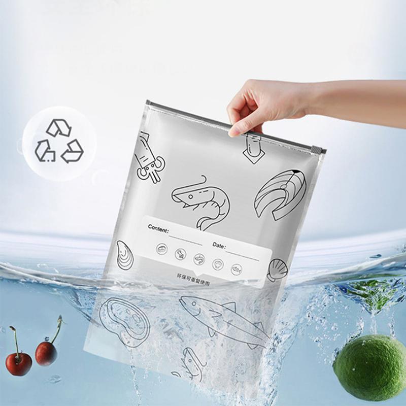 10 Pcs/Bag Leakproof Freezer Safe Kitchen Fresh Bag Large Capacity Aluminum Foil Food Bag Fresh-Keeping Reusable Zip Lock Bag
