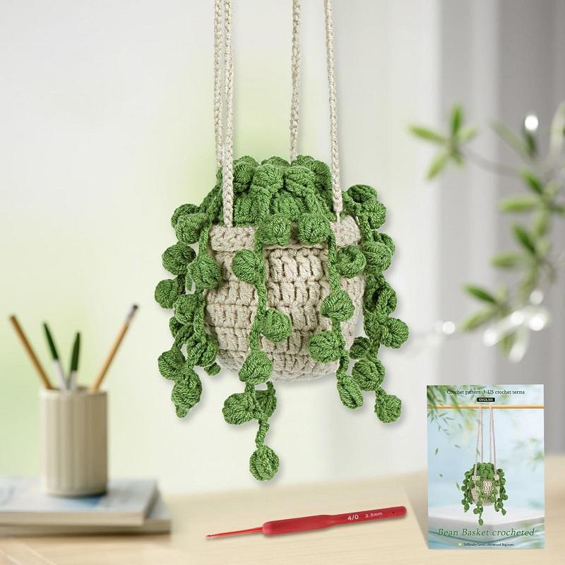 

Набор для вязания крючком подвесных горшечных растений BUDDUR с хлопковой пряжей. Инструкция для начинающих. Необработанный материал.