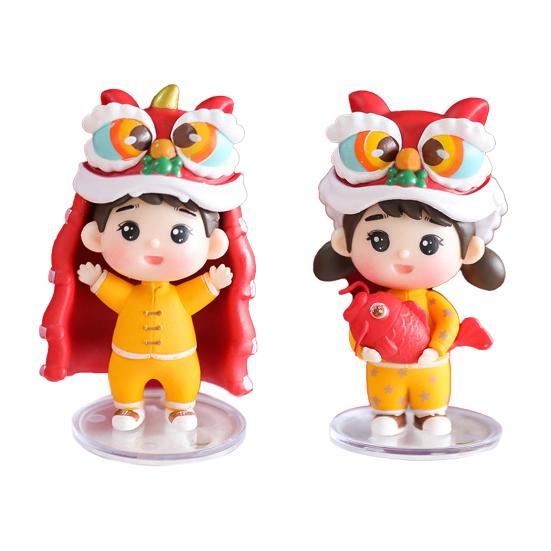 Lion Dance Doll Vivid Decorating Cute Crafts Hand Puppet Lion Dancing Toy for Kids