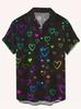 Trendy Short-sleeve Shirt with Love & Heart Prints, Casual and Versatile for Daily Wear.