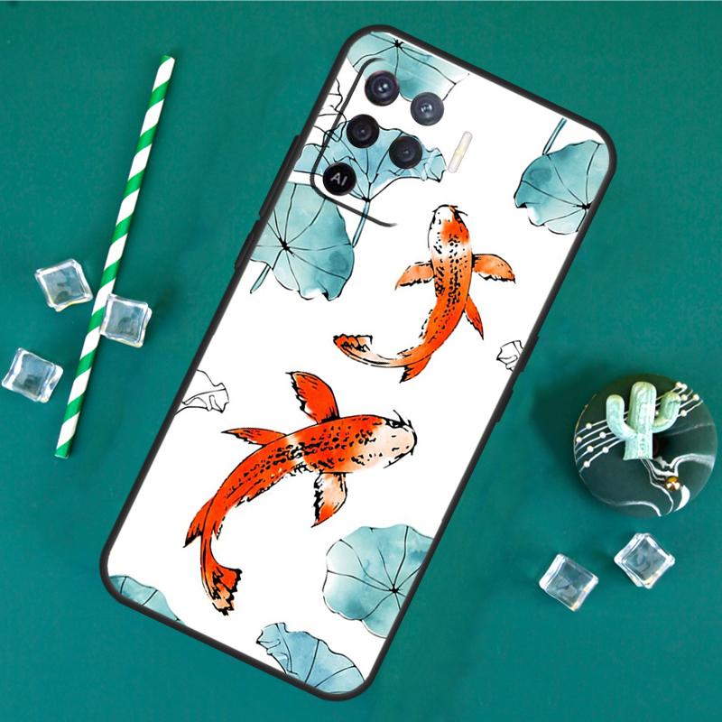 Koi Carp Fish Yin Yang Case For Oppo A40 A60 A80 A16 A76 A96 A18 A38 A58 A78 A98 A91 A15 A17 A74 A94 A54 A57S Cover