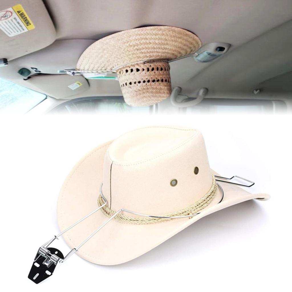 Car Hat Holder Stainless Steel Vehicle Mounted Sun Hat Rack Adjustable Clip Type Storage Organizer for Car Headrest Back Seat