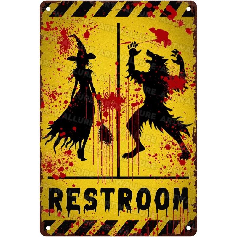 Halloween Metal Wall Sign Spooky Decor 20x30cm