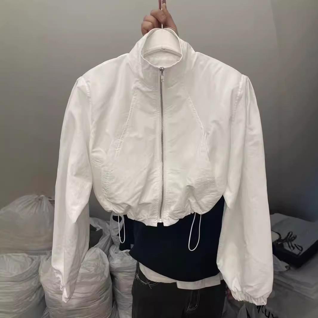 

Женская куртка маленького размера в европейском стиле со стойкой, для защиты от солнца - Легкая, короткая, тонкая, лето 2025 M белый
