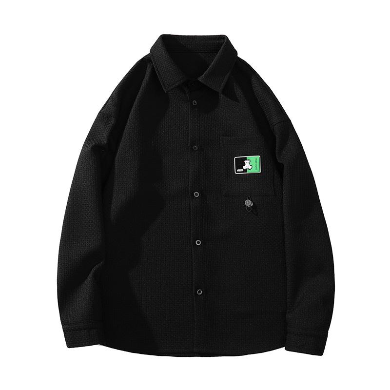 Осенняя вафельная рубашка с длинным рукавом — фото 4