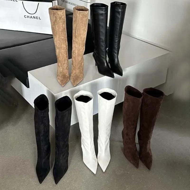 Retro Minimalist Pointed High-heeled Boots with Roman Style Trendy Temperament Fashionable and Versatile Women's Shoes