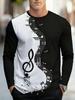 T-shirt Strumenti Musicali da Uomo Chitarra Pianoforte Stampa 3D Manica Lunga Tee Harajuku Y2k Tee Streetwear Top Oversize Abbigliamento Uomo
