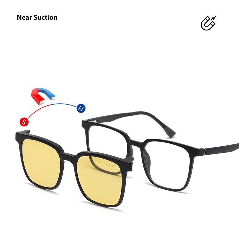 Occhiali da vista con clip magnetica a ribalta Uomo Donna TR90 Polarizzati Occhiali da sole per miopia Gialli Occhiali da guida per visione notturna