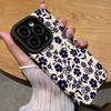 Navy Blue Retro Floral Print Phone Case Suitable for iPhone 17 16 15 14 13 12 11Pro/Max/Plus Anti Drop and Shockproof Back Cover