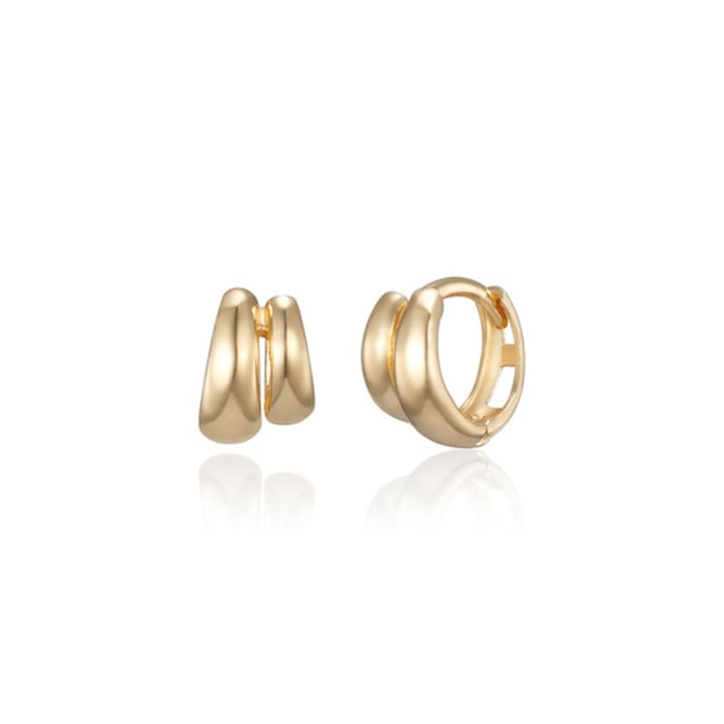 LUNNE 14k Aligned Duo Mini Single Ring Earrings (14k Gold) #LFE46