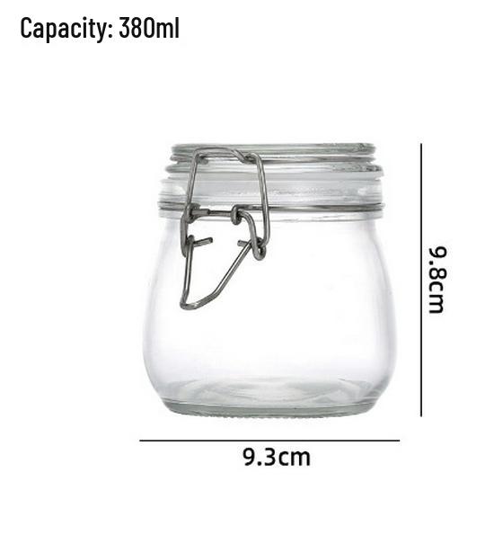 In Stock Transparent Graduated Glass Storage Jar with Sealed Buckle for Moistureproof Tea or Mason Jar Storage
