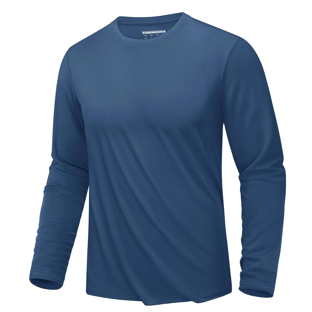 WowClassic Eenvoudige effen kleur heren T-shirts met lange mouwen Outdoor hardloop sport T-shirts Losse ronde hals modieuze tops herfst comfortabele pullover 5XL
