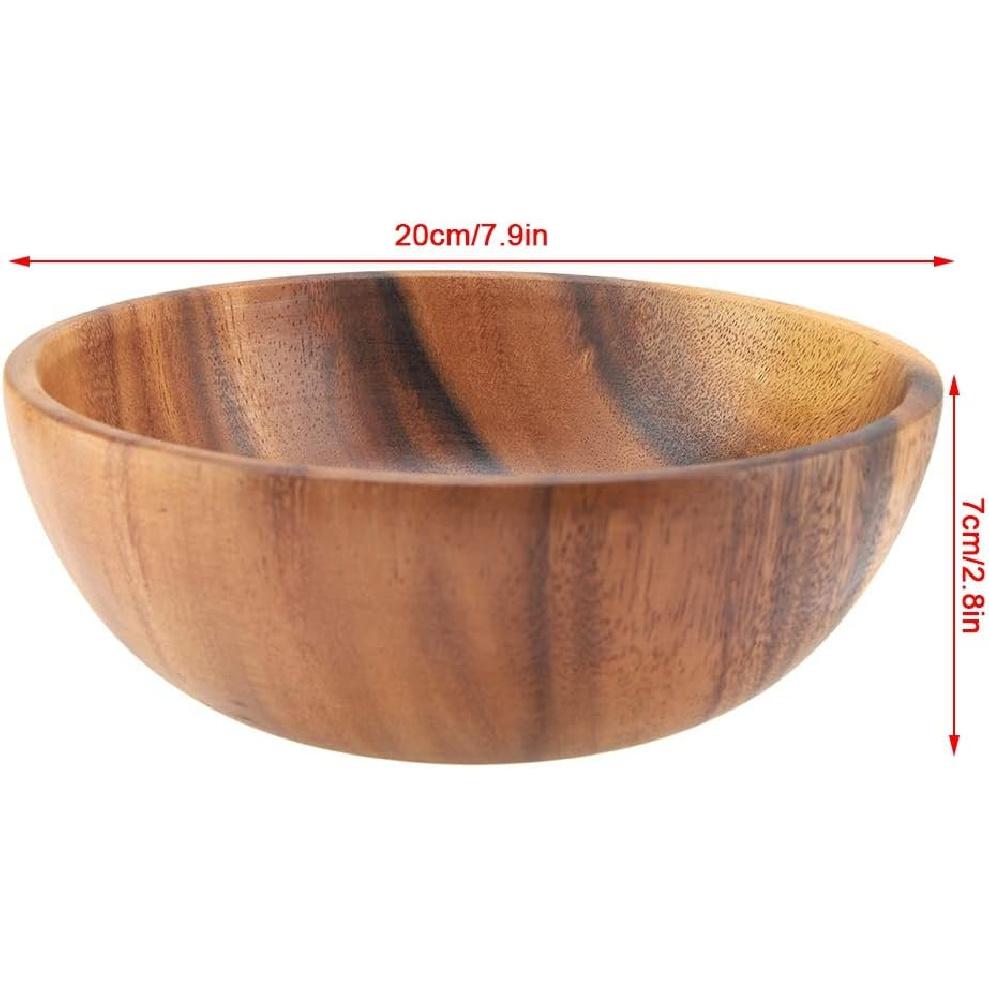 Yosoo Solid Wood Bowl, Acacia Wood Salad Soup Dining Bowl, Natural Hand-Made Classic Large Round, Kitchen Utensils (20 * 7 cm / 7.9 * 2.8 inch)