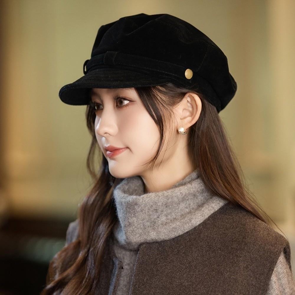 Short Brim Suede Berets Warm Painter Hat Fashion Artist Hat  Girls