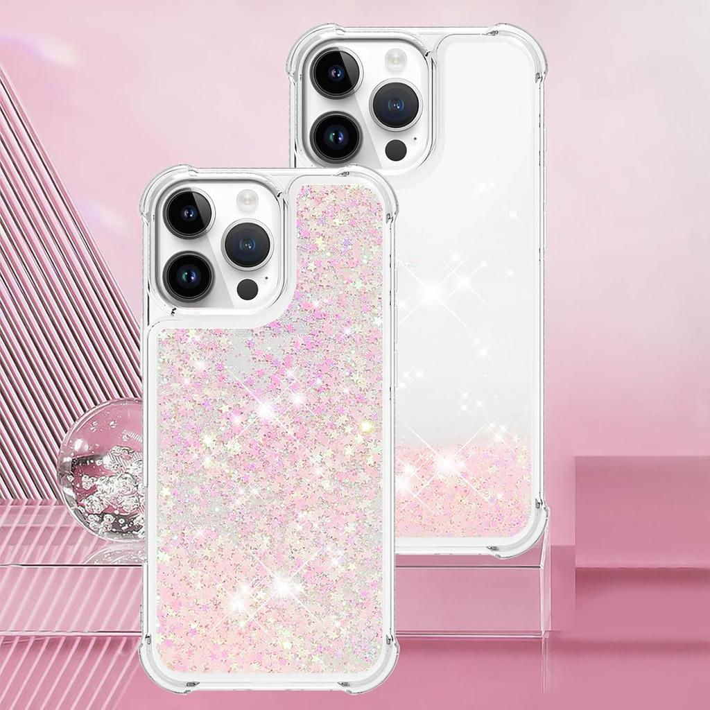 Case for iPhone 16 Pro Max Case Glitter Cute Bling Love Quicksand Clear Soft TPU Girls Women Stylish Bumper Shockproof Protective Cover for iPhone 16