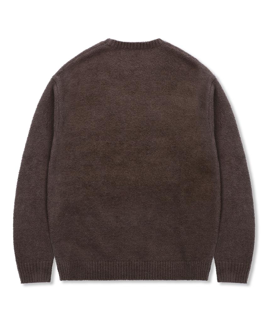 GLACK Gnt073 Button Bear Boucle Pullover Knit (Brown)
