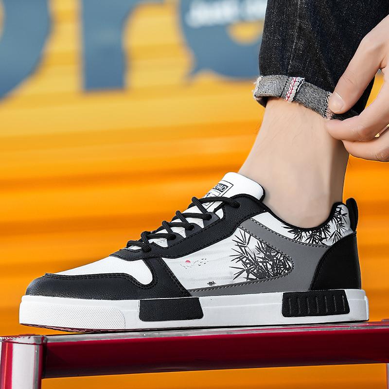 Men’s Sports Shoes Casual Skateboard Shoes Printed Student Grey Running Sneakers Plus Size