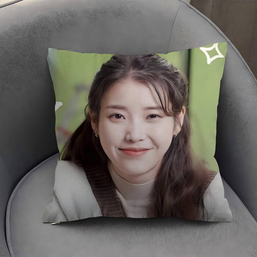 POP Korean Singer I-IU Pillow Covers Cartoon Sofa Decorative Home Double-sided Printing Short Plush Cute Cushion Cover