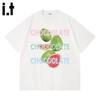 :CHOCOOLATEit Unisex Cotton Relaxed Fit Letter Print Short Sleeve T-Shirt