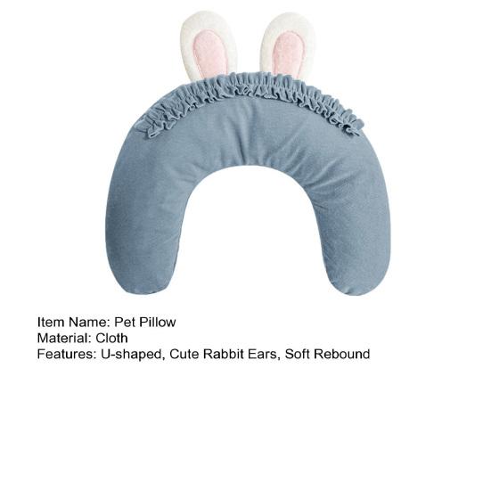 Cat Dog Neck Pillow U-shaped Cute Rabbit Ears Soft Rebound Smooth Zipper Pet Neck Support Washable Pet Pillow