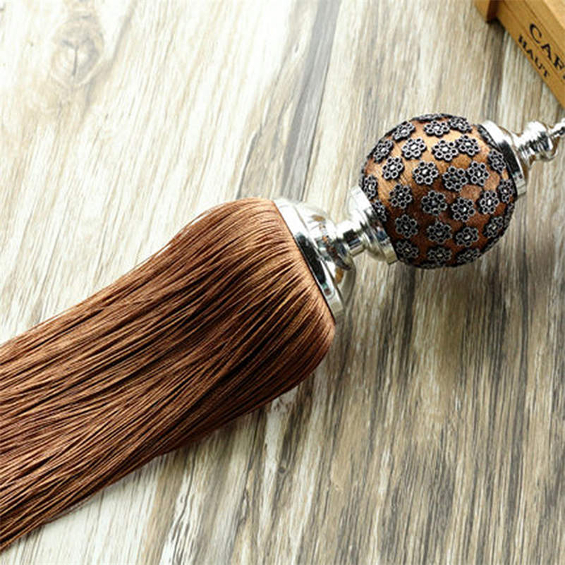 1 Pair Curtain Tassel Fringe Tiebacks Holdbacks Hanging Belt Ball Ropes Curtain Accessories
