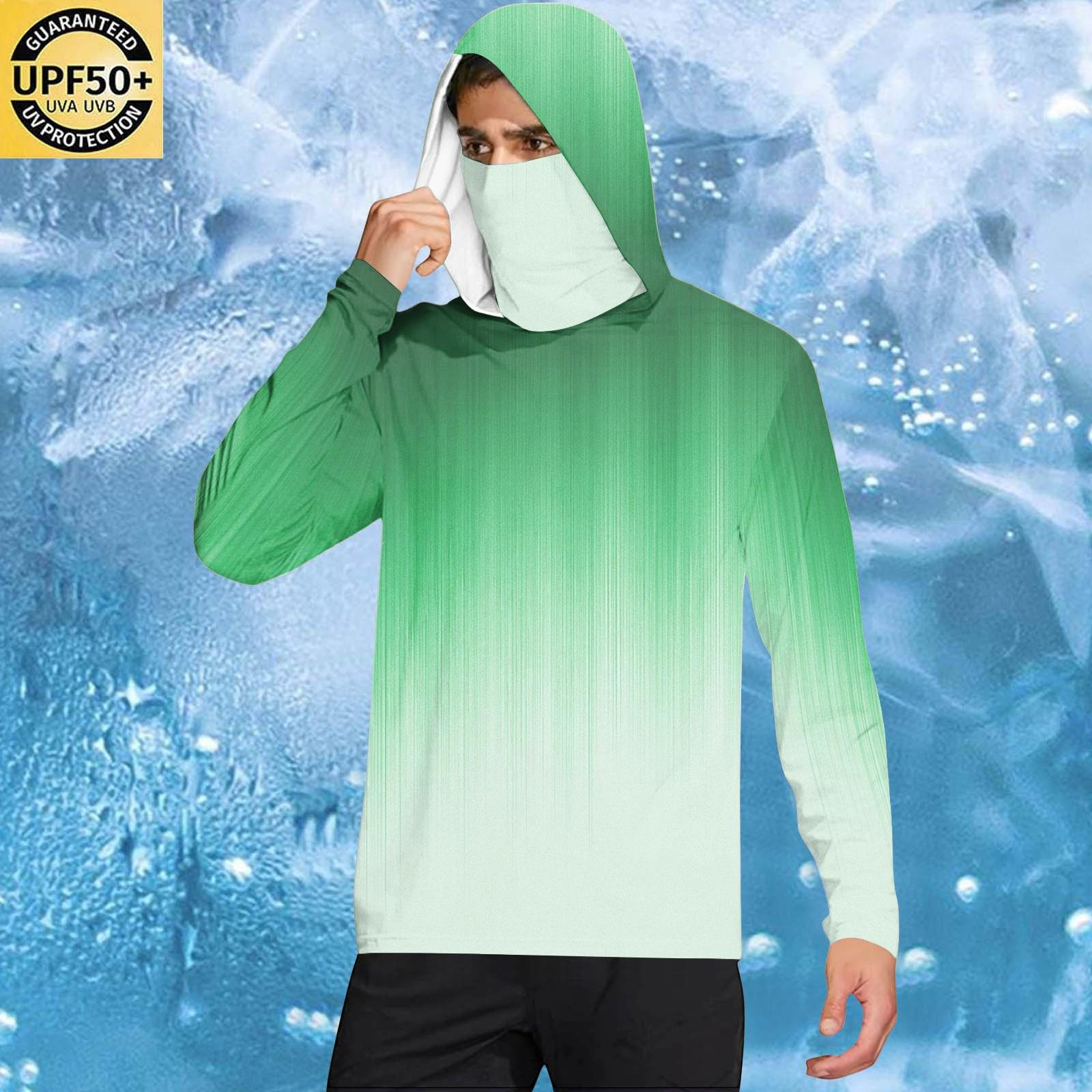 Men s Casual Gradient Print Hooded Long Sleeve Sun Top Lightweight Pullover Hoodie for Outdoor Activities XL