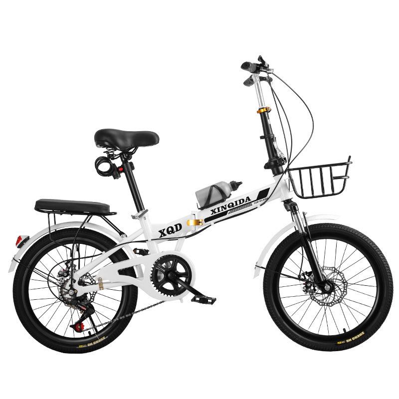 20/22-Inch Portable Folding Bicycle for Adults: No Assembly, Variable Speed, Shock-Absorbing Pedals