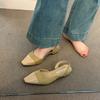 Fashion Women's Summer New Simple Solid Color Baotou Sandals Casual Versatile Office Sexy Pointed Ladies Low-heeled Shoes Mujer Zapatos