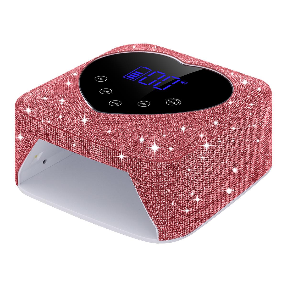 

Черная стразовая беспроводная лампа для сушки гелевых ногтей - Высокая мощность, без потемнения красный/алмаз