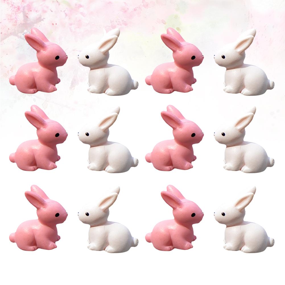 Buy 12pcs Mini Adorable Resin Rabbit Adornment Rabbit Craft Decor Micro ...