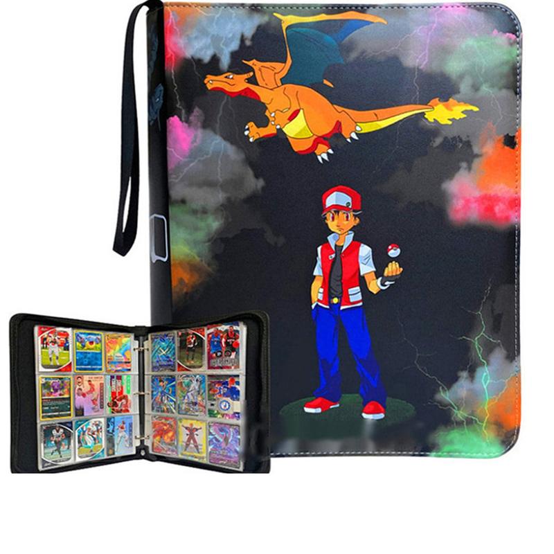 Álbum De Cartas Pokémon Impermeable – 400 Tarjetas – 50 Páginas Con 4 Ranuras – Cremallera Y Correa