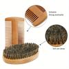 Professional Soft Boar Bristle Wood Beard Brush Hairdresser Shaving Brush Comb Men Mustache Comb Kit Hair Comb Set