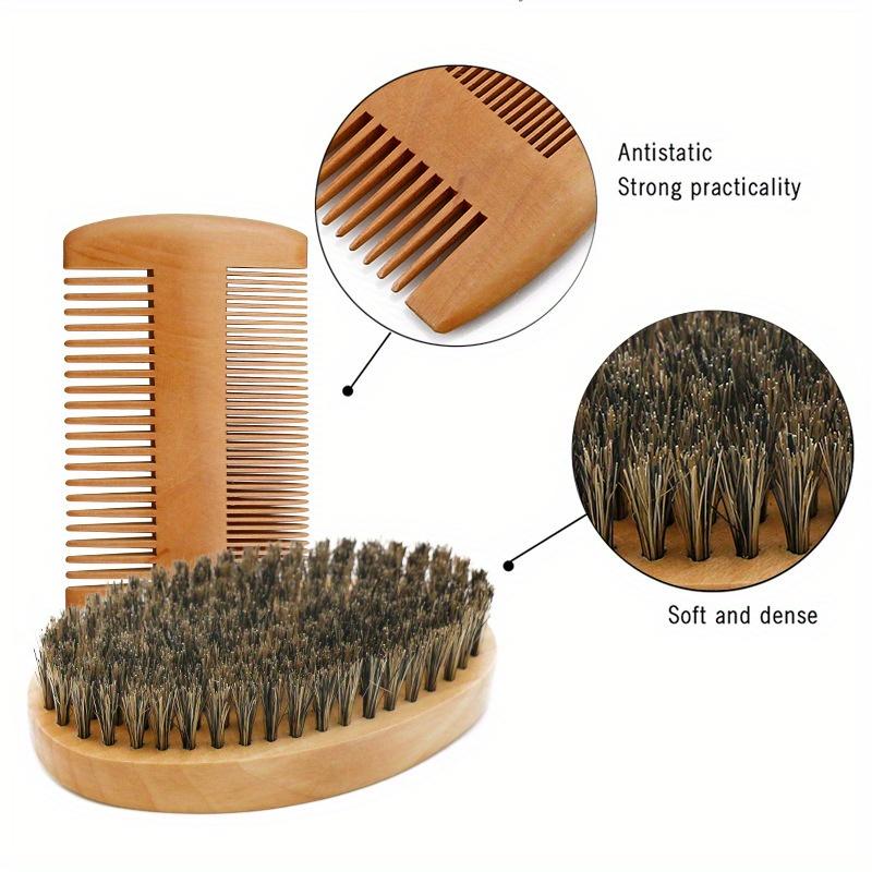 Professional Soft Boar Bristle Wood Beard Brush Hairdresser Shaving Brush Comb Men Mustache Comb Kit Hair Comb Set