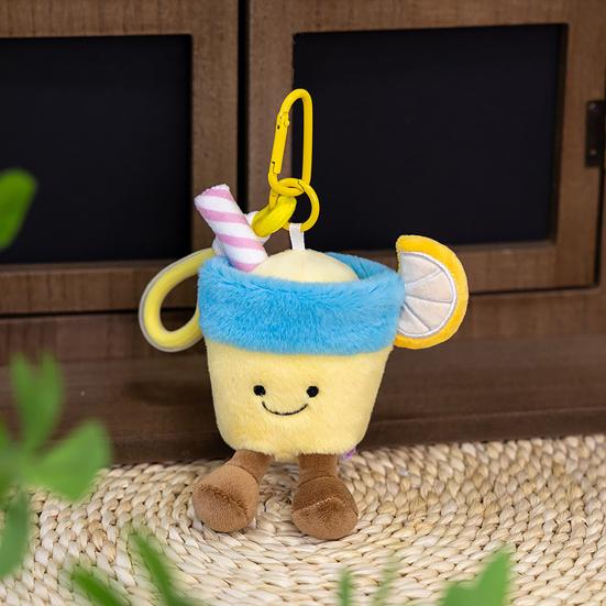 Niedlicher Fruchtsaft Plüsch Schlüsselanhänger Sommer Tropisches Thema Kokosnuss Zitrone Tasche