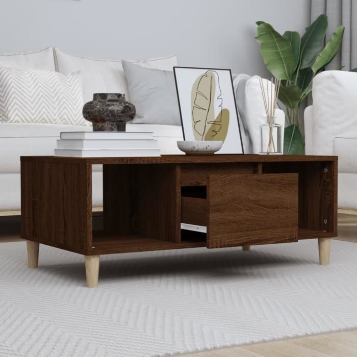 821067 vidaXL Coffee Table Brown Oak 90x50x36.5 Cm Engineered Wood