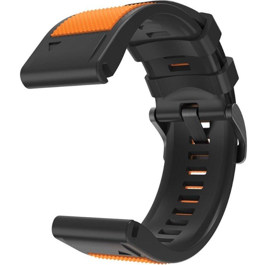 Quickfit Silikonarmband 22mm für Garmin, Orange / Schwarz