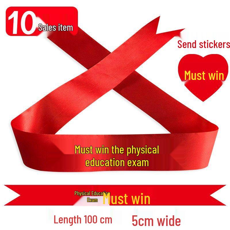 Custom 'Go for it' Headband & Wristband Set: Perfect for School Entrance Exams and Sports Meets - Red Ribbon Design