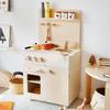 Nordic-Style Wooden Pretend Play Kitchen Set for Kids - Spatula, Stove, and Food Cutting Accessories
