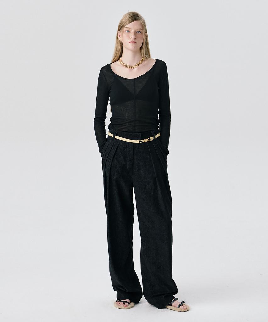 WNDERKAMMER U Neck Sheer T_Black1(U-Neck Sheer Tee_Black)