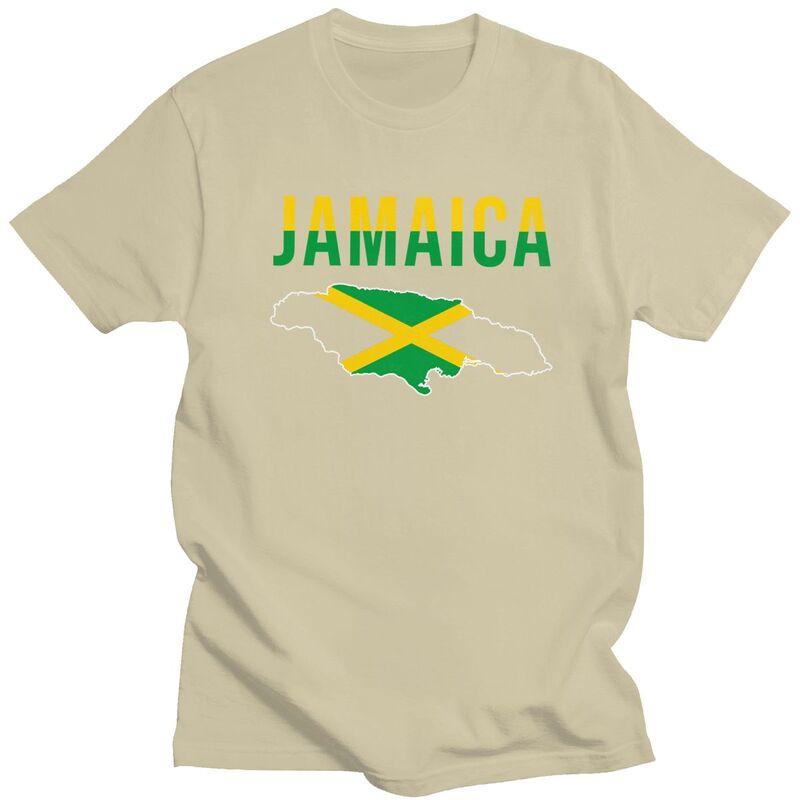 Custom Jamaica Flag Map T Shirt for Men 100 Cotton Tshirt Casual Tee Short Sleeve Jamaican Proud Tshirt Slim Fit