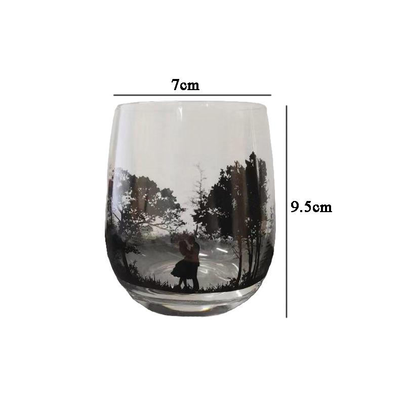 

300 мл/330 мл Стакан для виски с толстым дном Креативный коктейльный бокал С рисунком черного силуэта Бокал для вина Бокал для бренди Барные аксессуары 1pcs
