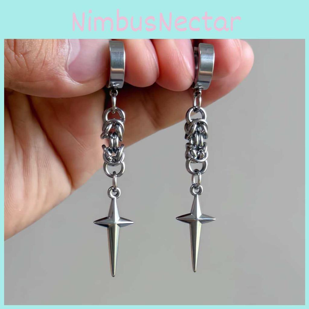 Punk Spike Necklace With Cross Chain For Unisex Party Wear