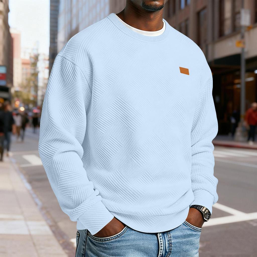 Sudadera Casual de Manga Larga con Cuello Redondo y Textura para Hombre