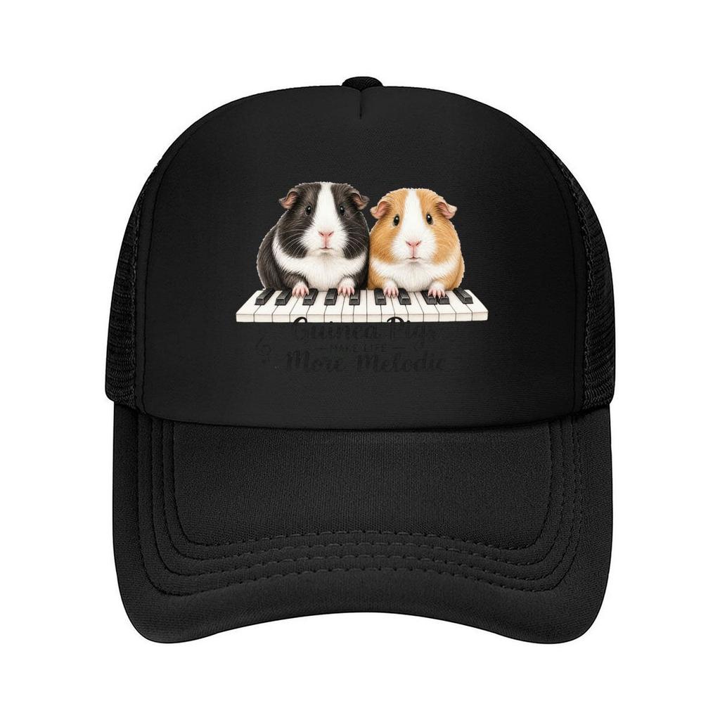 Cute Guinea Pigs Piano Keyboard Art Mesh Baseball Cap For Womens Unisex FeUnisex Beach Dad Hat Hip Hop