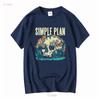 Simple Plan Band T-shirt Nera con Teschio Cotone Tutte le Taglie 3f1472 Lavata Vintage Elasticizzata Traspirante Versatile Morbida Leggermente