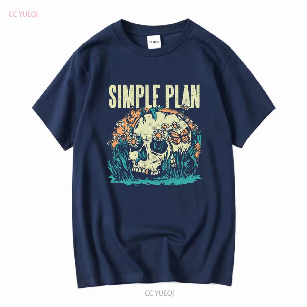 Simple Plan Band T-shirt Nera con Teschio Cotone Tutte le Taglie 3f1472 Lavata Vintage Elasticizzata Traspirante Versatile Morbida Leggermente