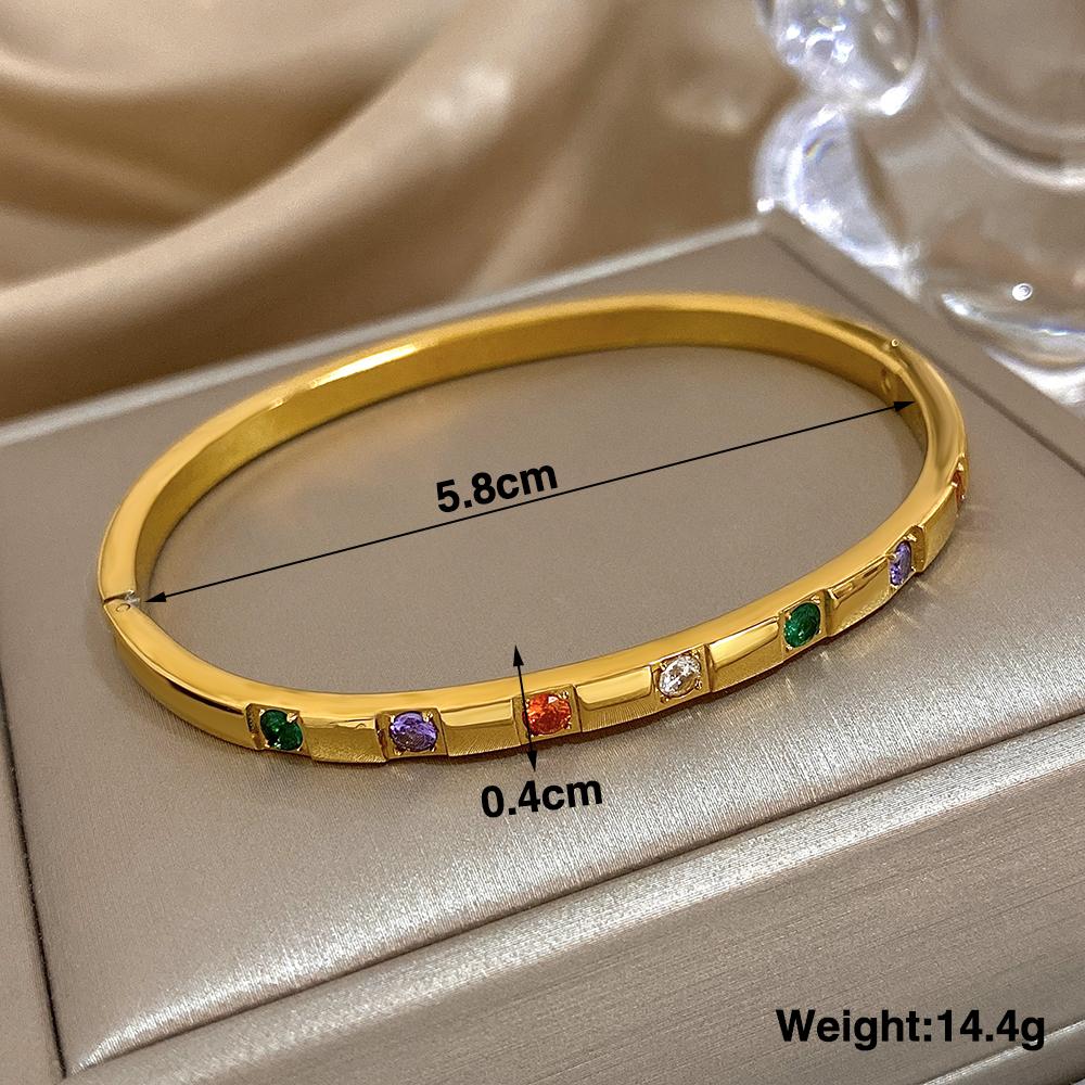 Greatera Trendy Gold Plated 316L Stainless Steel Bangles Bracelets for Women Delicate Cubic Zirconia Bracelet Party Jewelry