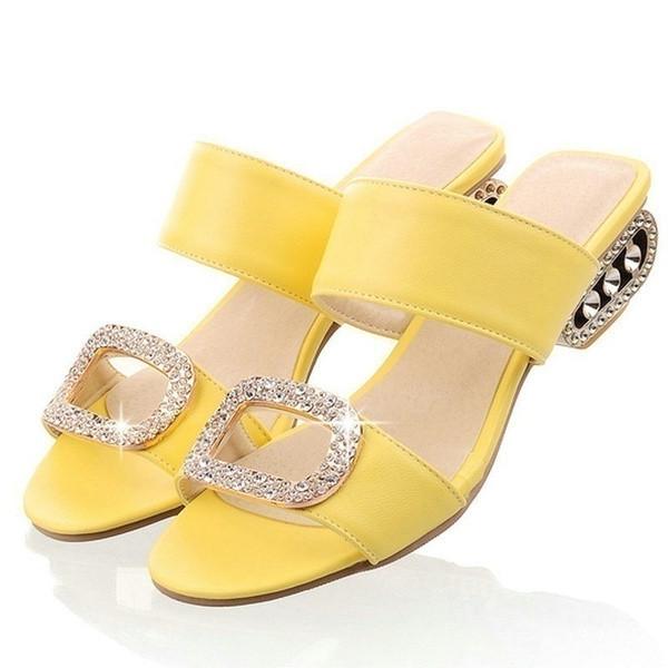 Women Summer Sandals Shoes With Low Heels And Rhinestone Embellishments